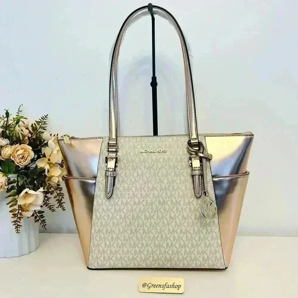 Michael Kors Handbags - Michael Kors Charlotte Top Zip Tote shoulder bag rose gold